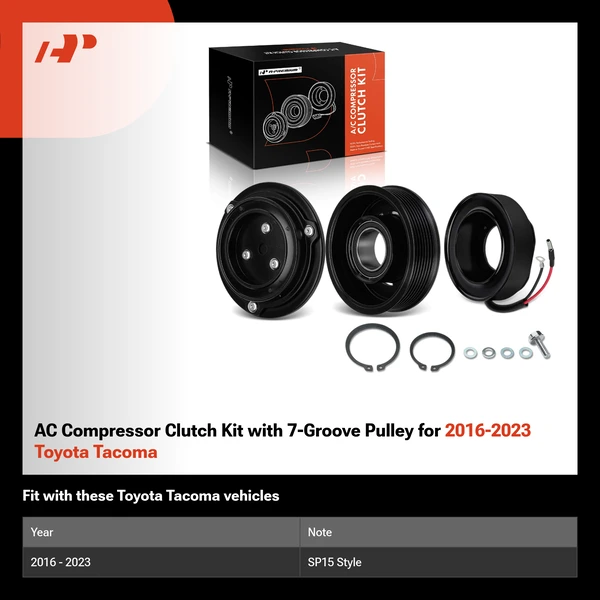 AC Compressor Clutch Kit with 7-Groove Pulley for 2016-2023 Toyota Tacoma