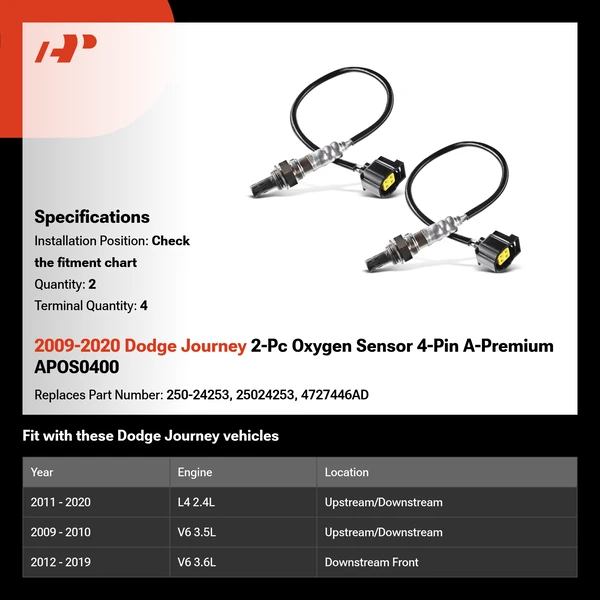 2009-2020 Dodge Journey 2-Pc Oxygen Sensor 4-Pin A-Premium APOS0400
