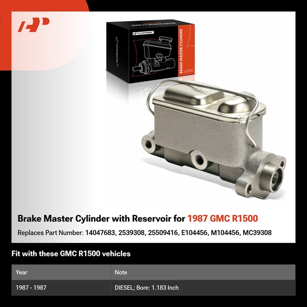 Brake Master Cylinder with Reservoir for 1987 GMC R1500