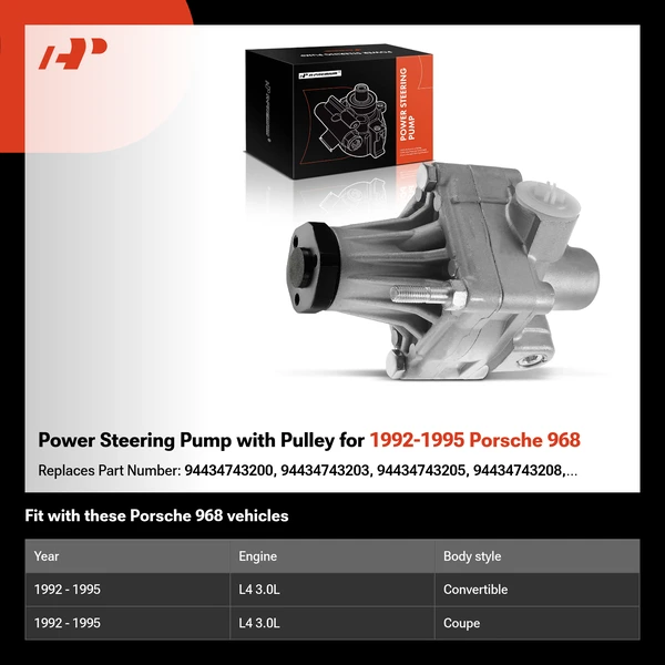 Power Steering Pump with Pulley for 1992-1995 Porsche 968