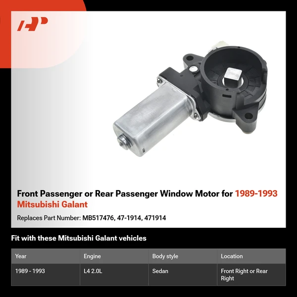Front Passenger or Rear Passenger Window Motor for 1989-1993 Mitsubishi Galant