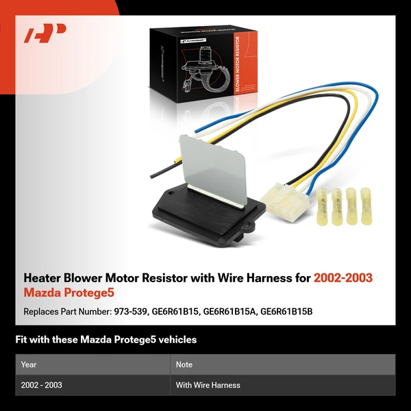 Heater Blower Motor Resistor with Wire Harness for 2002-2003 Mazda Protege5