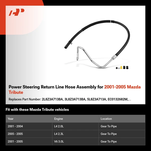 Power Steering Return Line Hose Assembly for 2001-2005 Mazda Tribute