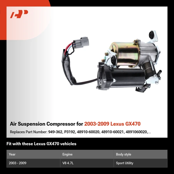 Air Suspension Compressor for 2003-2009 Lexus GX470