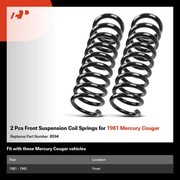 2 Pcs Front Suspension Coil Springs for 1981 Mercury Cougar