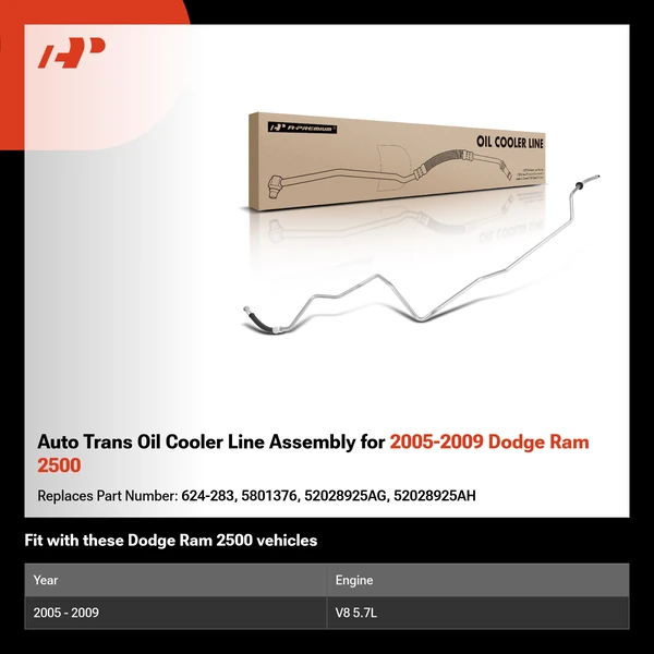 Auto Trans Oil Cooler Line Assembly for 2005-2009 Dodge Ram 2500