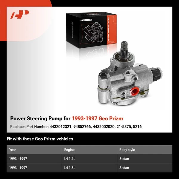 Power Steering Pump for 1993-1997 Geo Prizm