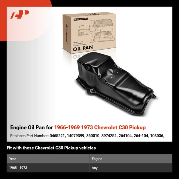 Engine Oil Pan for 1966-1969 1973 Chevrolet C30 Pickup