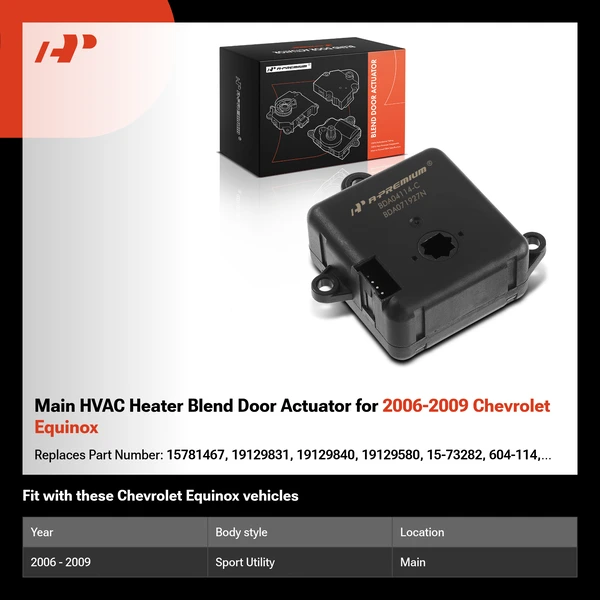 Main HVAC Heater Blend Door Actuator for 2006-2009 Chevrolet Equinox
