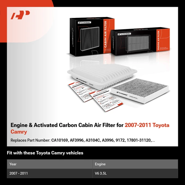 Engine & Activated Carbon Cabin Air Filter for 2007-2011 Toyota Camry
