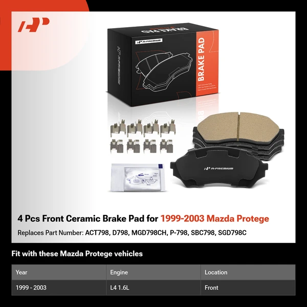 4 Pcs Front Ceramic Brake Pad for 1999-2003 Mazda Protege
