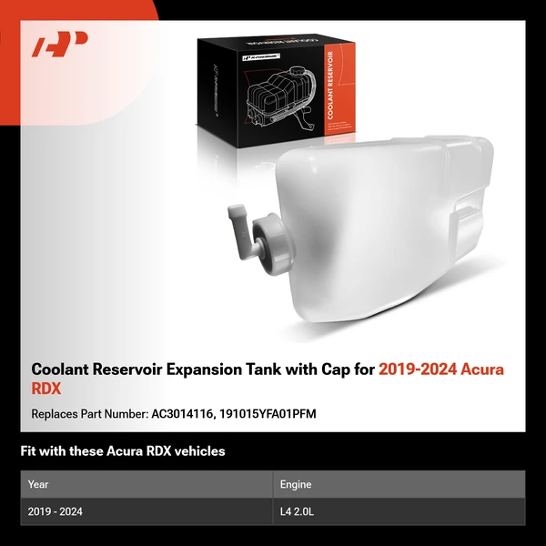 Coolant Reservoir Expansion Tank with Cap for 2019-2024 Acura RDX