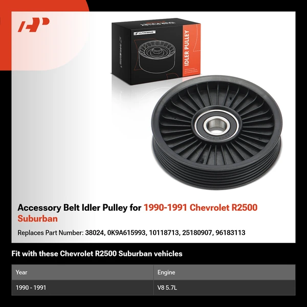 Accessory Belt Idler Pulley for 1990-1991 Chevrolet R2500 Suburban