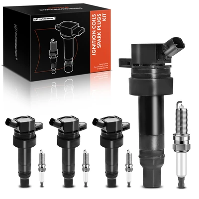 4 Pcs Black Ignition Coil & 4 Pcs IRIDIUM Spark Plug Kit