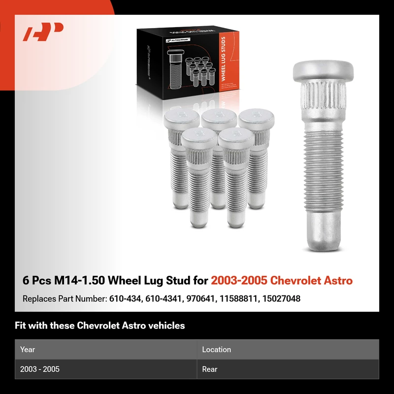 6 Pcs M14-1.50 Wheel Lug Stud for 2003-2005 Chevrolet Astro