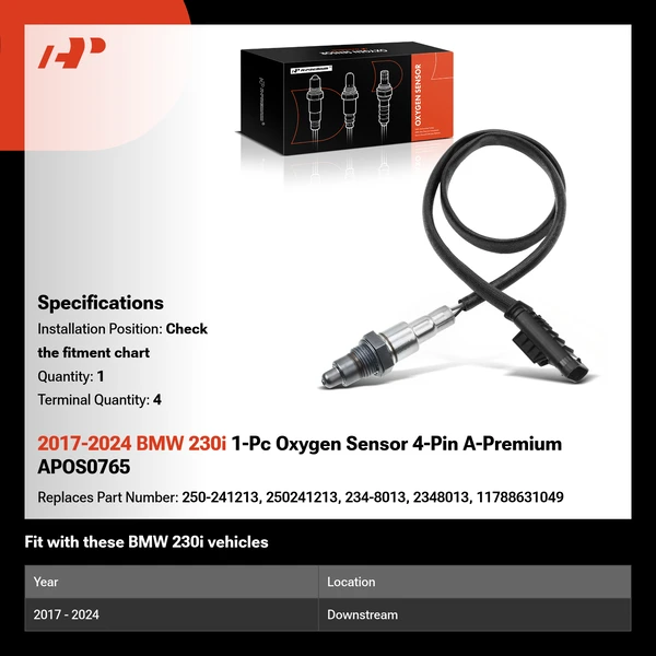 2017-2024 BMW 230i 1-Pc Oxygen Sensor 4-Pin A-Premium APOS0765