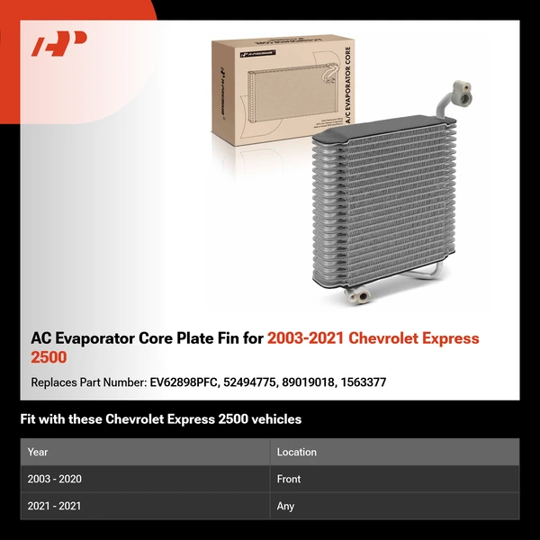 AC Evaporator Core Plate Fin for 2003-2021 Chevrolet Express 2500