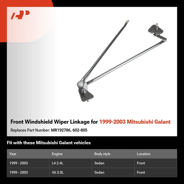 Front Windshield Wiper Linkage for 1999-2003 Mitsubishi Galant
