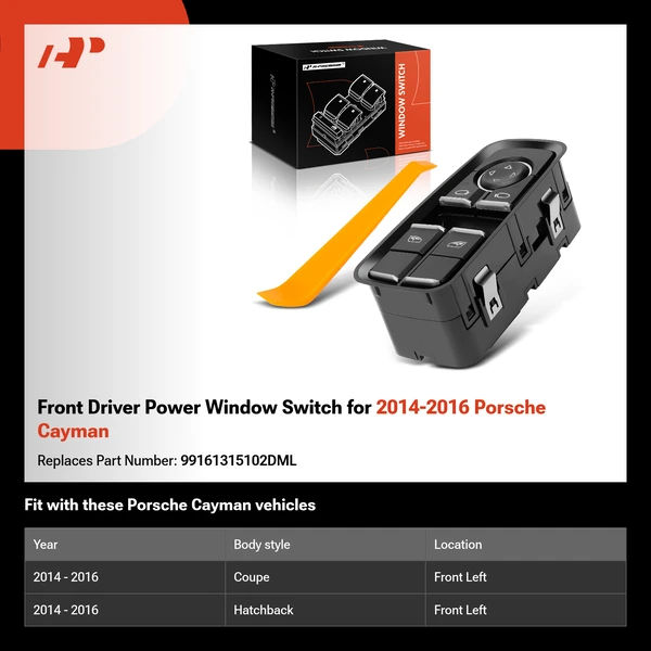 Front Driver Power Window Switch for 2014-2016 Porsche Cayman