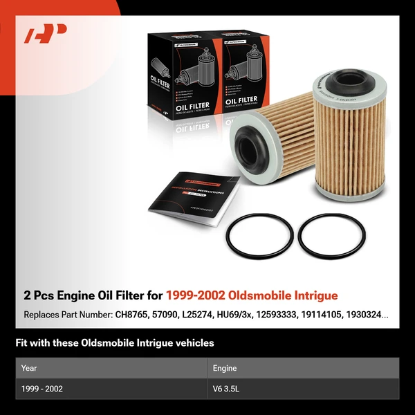2 Pcs Engine Oil Filter for 1999-2002 Oldsmobile Intrigue