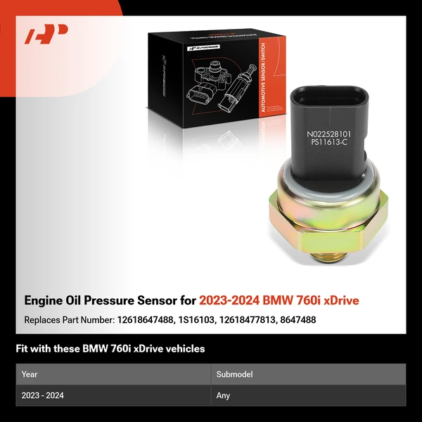 Engine Oil Pressure Sensor for 2023-2024 BMW 760i xDrive