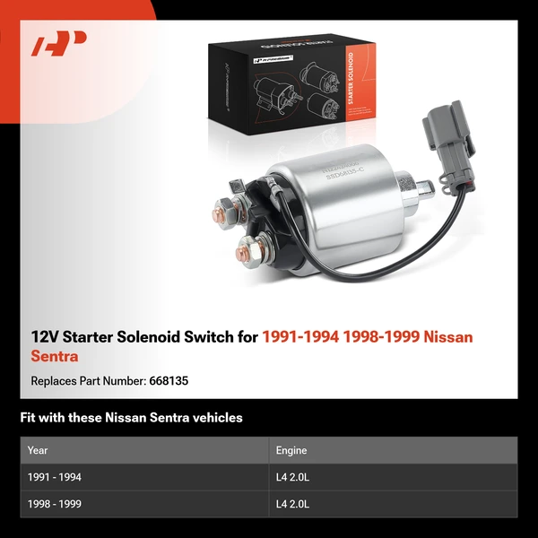 12V Starter Solenoid Switch for 1991-1994 1998-1999 Nissan Sentra