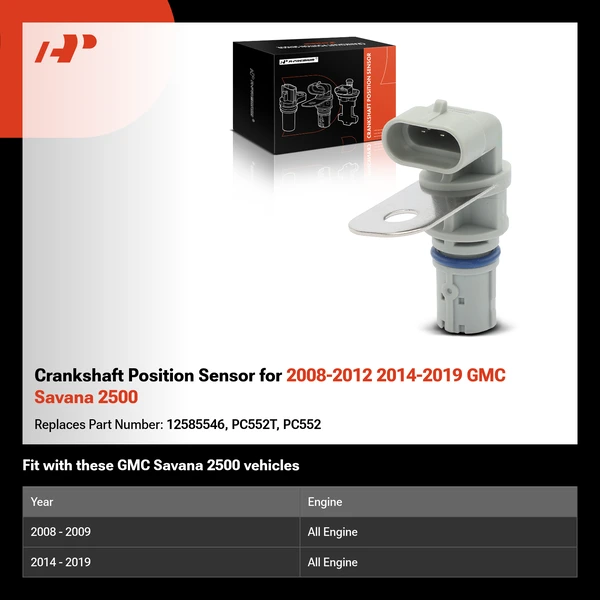 Crankshaft Position Sensor for 2008-2012 2014-2019 GMC Savana 2500