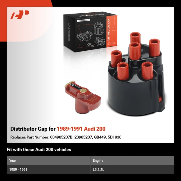 Distributor Cap for 1989-1991 Audi 200