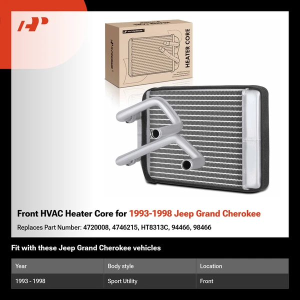 Front HVAC Heater Core for 1993-1998 Jeep Grand Cherokee