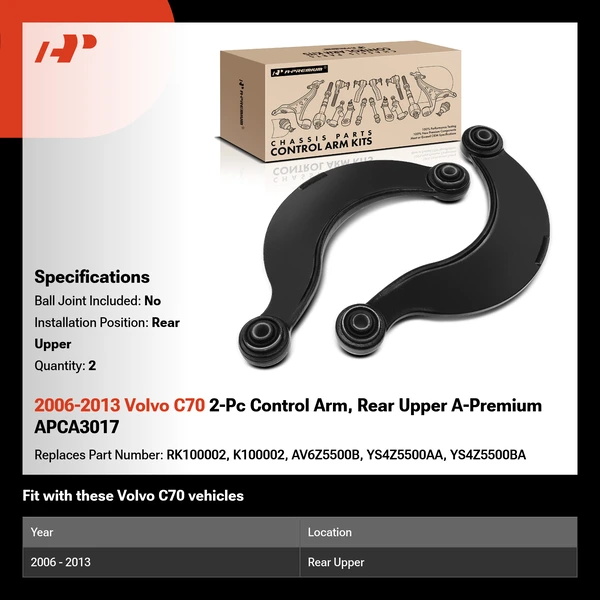 2006-2013 Volvo C70 2-Pc Control Arm, Rear Upper A-Premium APCA3017