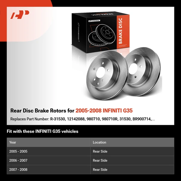 Rear Disc Brake Rotors for 2005-2008 INFINITI G35