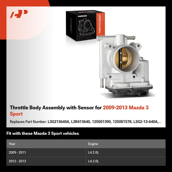 Throttle Body Assembly with Sensor for 2009-2013 Mazda 3 Sport