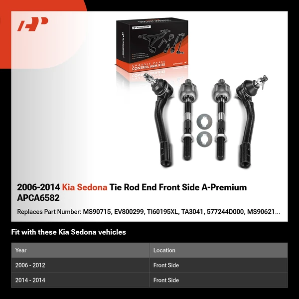 2006-2014 Kia Sedona Tie Rod End Front Side A-Premium APCA6582