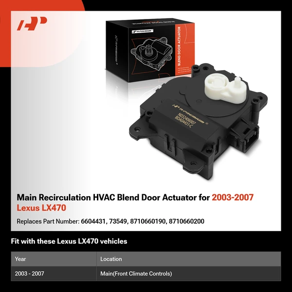 Main Recirculation HVAC Blend Door Actuator for 2003-2007 Lexus LX470