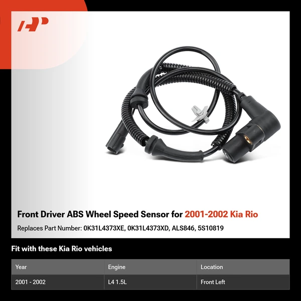 Front Driver ABS Wheel Speed Sensor for 2001-2002 Kia Rio