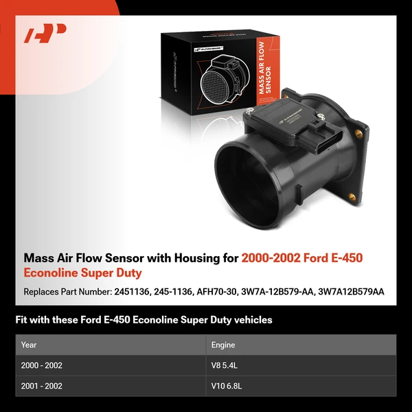 Mass Air Flow Sensor with Housing  for 2000-2002 Ford E-450 Econoline Super Duty