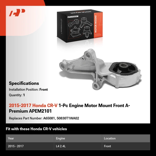 2015-2017 Honda CR-V 1-Pc Engine Motor Mount Front A-Premium APEM2101