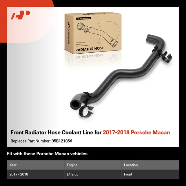 Front Radiator Hose Coolant Line for 2017-2018 Porsche Macan