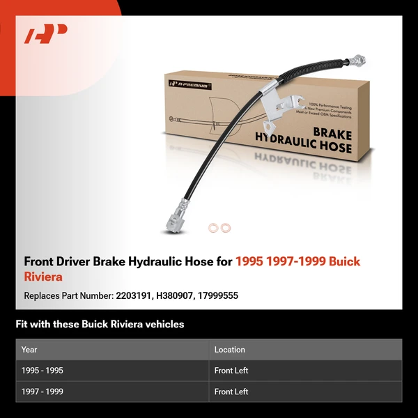 Front Driver Brake Hydraulic Hose for 1995 1997-1999 Buick Riviera