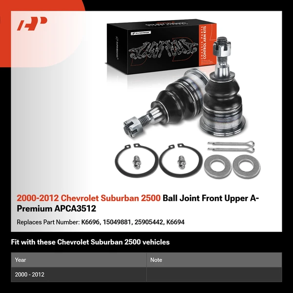 2000-2012 Chevrolet Suburban 2500 Ball Joint Front Upper A-Premium APCA3512