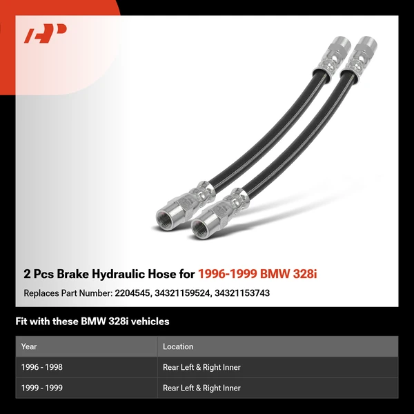 2 Pcs Brake Hydraulic Hose for 1996-1999 BMW 328i