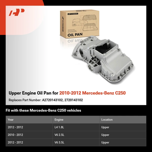 Upper Engine Oil Pan for 2010-2012 Mercedes-Benz C250