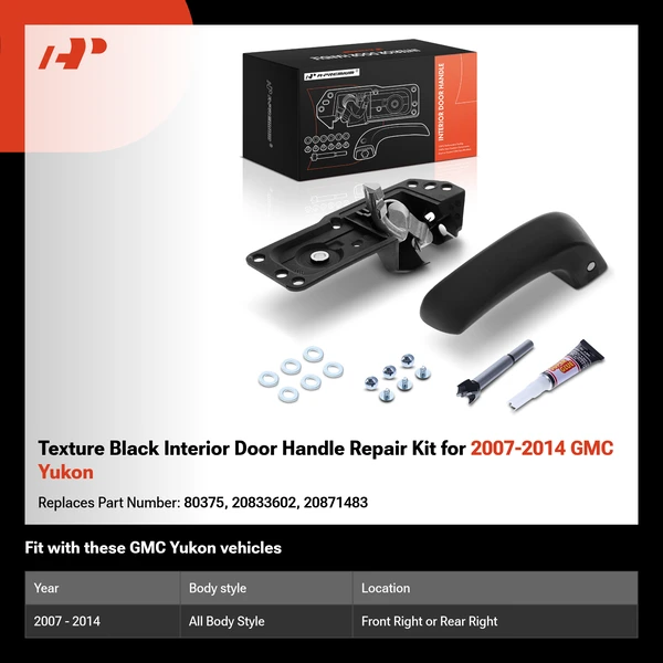 Texture Black Interior Door Handle Repair Kit for 2007-2014 GMC Yukon