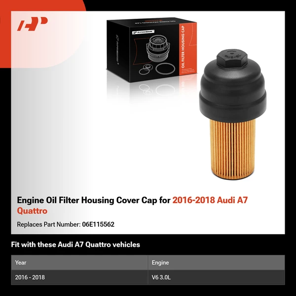Engine Oil Filter Housing Cover Cap for 2016-2018 Audi A7 Quattro