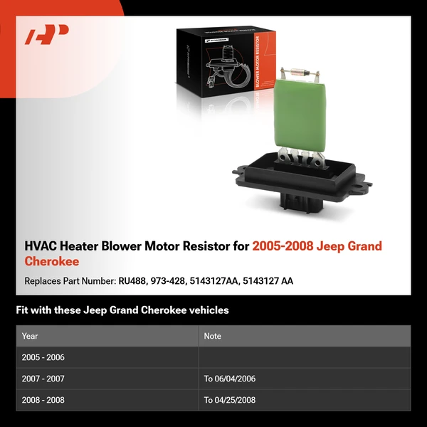 HVAC Heater Blower Motor Resistor for 2005-2008 Jeep Grand Cherokee