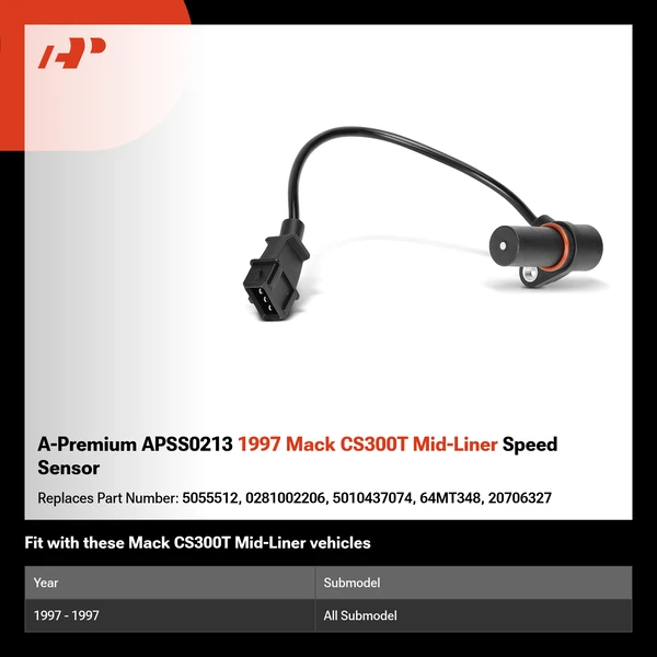 A-Premium APSS0213 1997 Mack CS300T Mid-Liner Speed Sensor