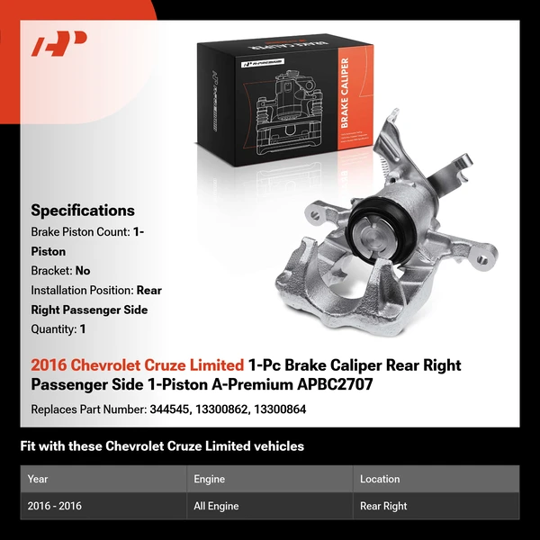 2016 Chevrolet Cruze Limited 1-Pc Brake Caliper Rear Right Passenger Side 1-Piston A-Premium APBC2707