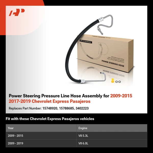Power Steering Pressure Line Hose Assembly for 2009-2015 2017-2019 Chevrolet Express Pasajeros