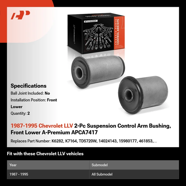 1987-1995 Chevrolet LLV 2-Pc Suspension Control Arm Bushing, Front Lower A-Premium APCA7417