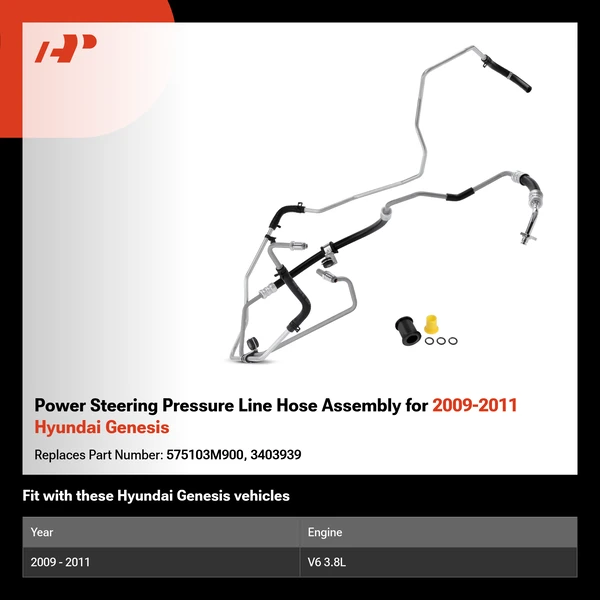 Power Steering Pressure Line Hose Assembly for 2009-2011 Hyundai Genesis